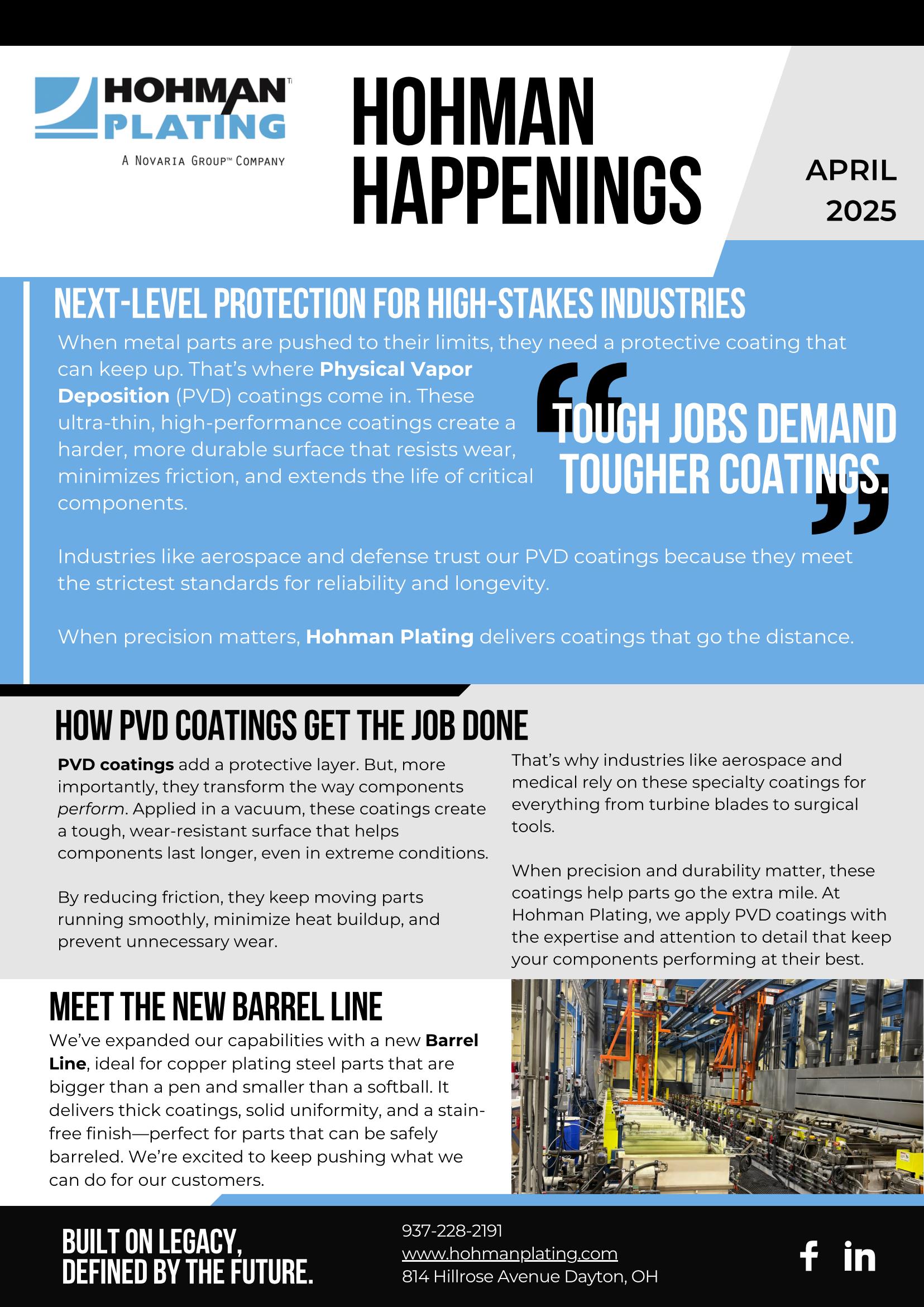 Hohman Happenings Newsletter April 2025 Page 1