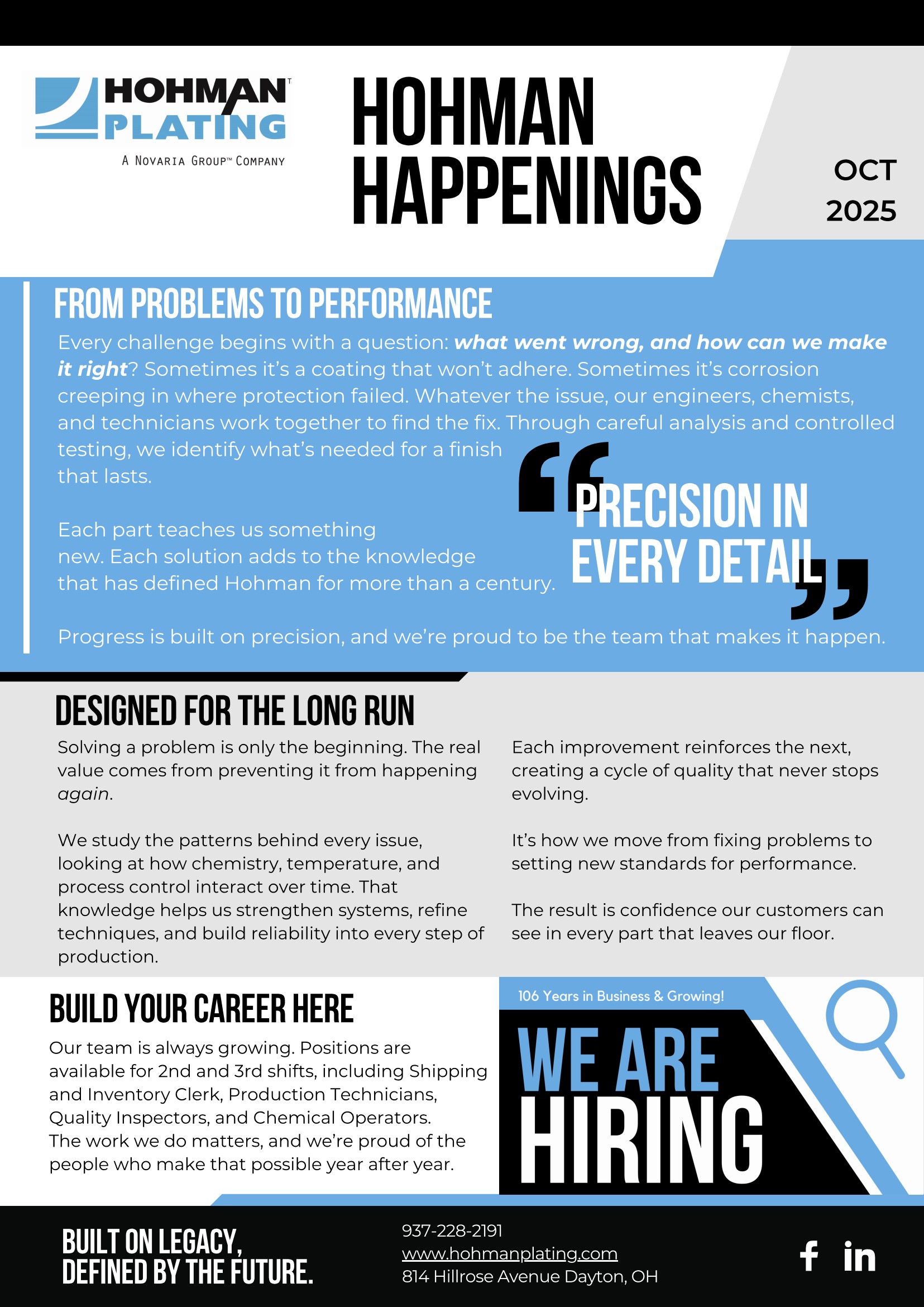 Hohman Happenings Newsletter October 2025 Page 1